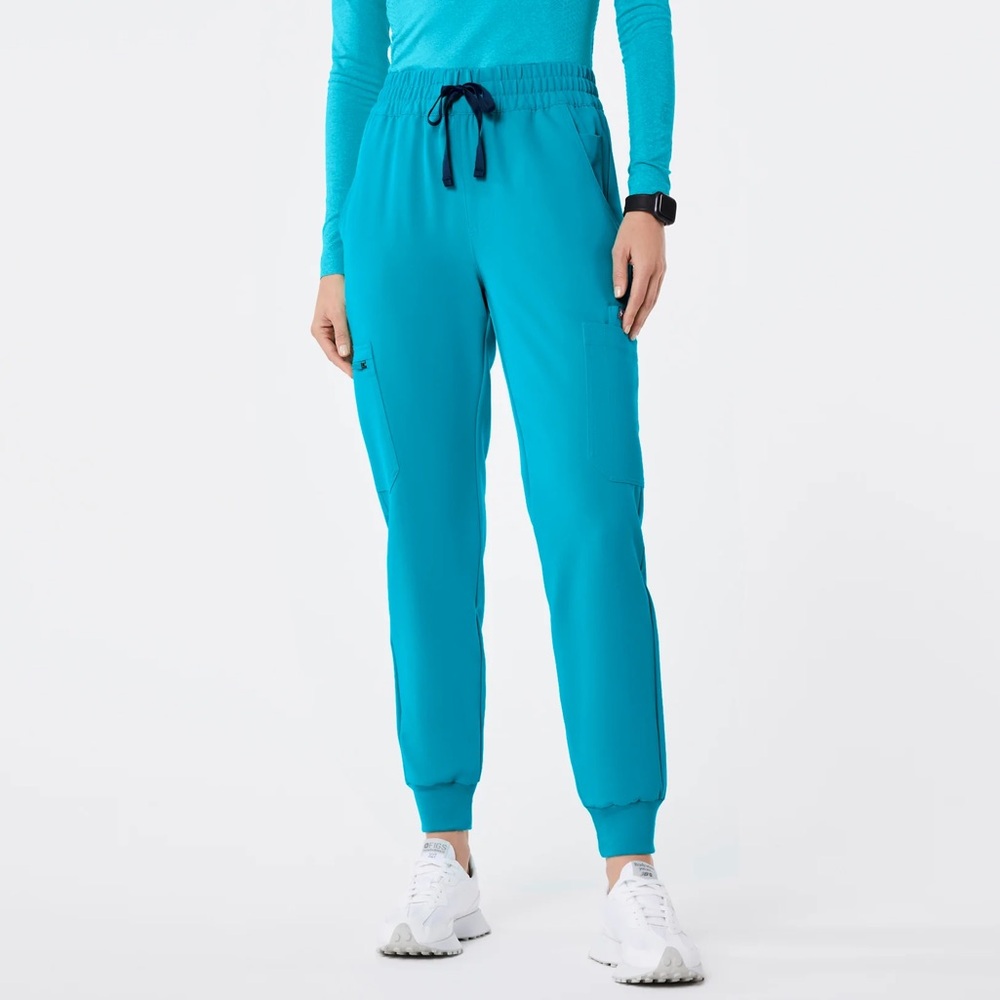 Figs Uman High Waisted Relaxed Jogger Scrub Pants in Teal